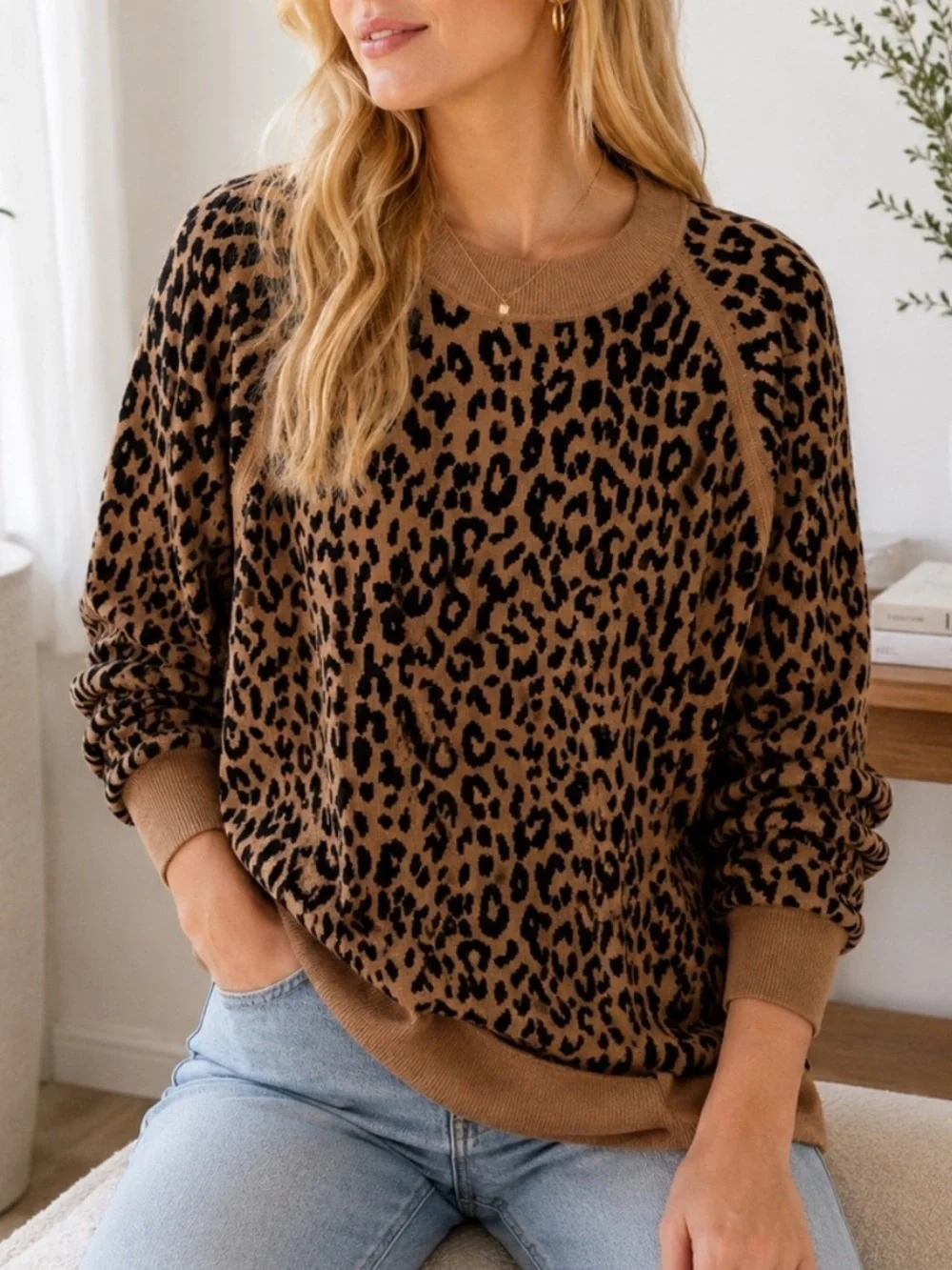 J. Crew Leopard Print Merino Wool Blend Sweater Size XXL 25476